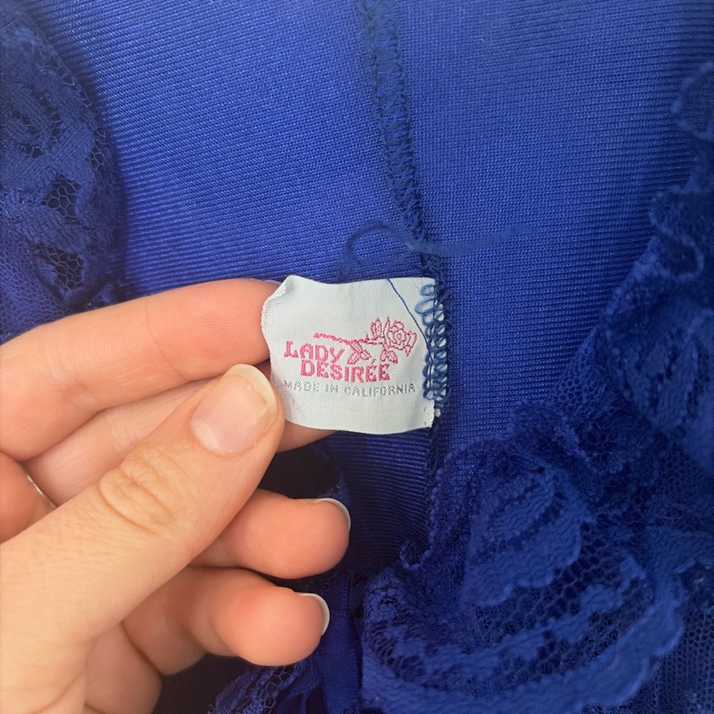 Vintage‎ blue ruffle lace bodysuit - Picture 3 of 4